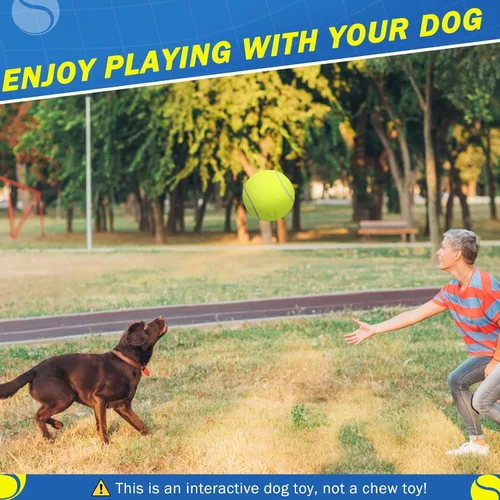 Miniatura 8 de SCENEREAL Pelota de tenis gigante para perros, paquete de 2, pelotas de tenis grandes de 9.5 pulgadas de grosor mejorado para perros, juguetes