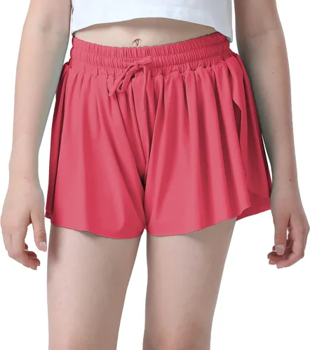 Miniatura 2 de Pantalones cortos fluidos con diseño de mariposa para niñas, pantalones cortos deportivos para niños pequeños y jóvenes con forro 2 en 1