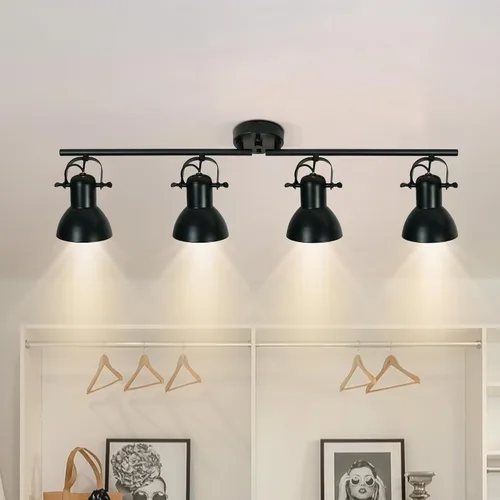 Miniatura 8 de Accesorios de iluminación de pista de techo negro Iluminación de pista Accesorios de iluminación de cocina Lámpara de techo 4 ángulos de luz