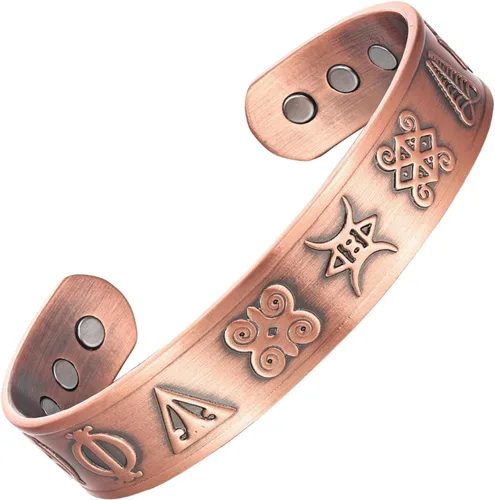 Miniatura 10 de Pulsera magnética de cobre para hombre, 99.9% de cobre puro, con 6 imanes de 3500 Gauss, pulsera magnética de cobre para hombres, pulseras de cobre