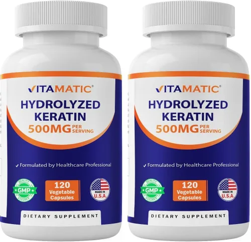 Miniatura 10 de Vitamatic Queratina hidrolizada de 500 mg por porción – 120 cápsulas vegetarianas – Suplementos de queratina para cabello sano, piel y uñas