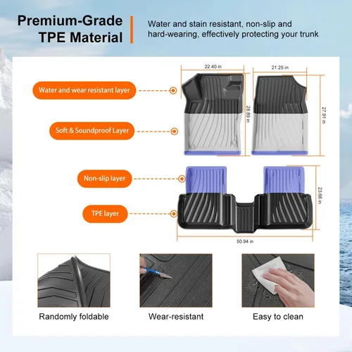 Miniatura 5 de Alfombrilla powoq Compatible con Honda Civic Hatchback 2022-2026 Alfombrilla de carga TPE Forro de maletero Respaldo Alfombrilla de piso Forro