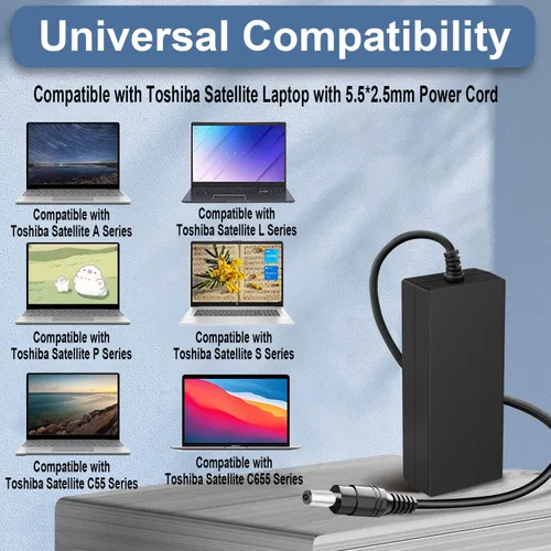 Miniatura 8 de Cargador para portátil de CA de 19V 3.42A 65W PA3714U-1ACA para Toshiba Satellite C55 C55-A C655 C850 C50 L755 C855 L655 L745 P50 C855D C55D S55