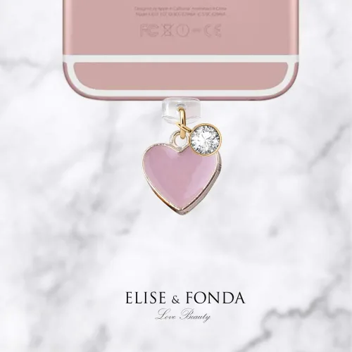 Miniatura 3 de ELISE & FONDA CP143 Puerto de carga USB anti polvo enchufe pequeño corazón rosa amor colgante encanto teléfono para iPhone 11/XS MAX/XR/X/8