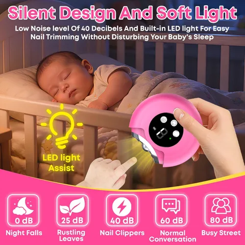 Miniatura 2 de Cortaúñas automático para personas mayores, cortaúñas eléctrico 3 en 1 con luz LED, batería recargable, cortaúñas para adultos, molinillo de uñas