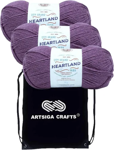 Miniatura 15 de Lion Brand Heartland Capitol Reef 136-140 (3 cadejos - mismo lote de tinte) Hilo estambre medio #4 acrílico para crochet y tejer con bolsa