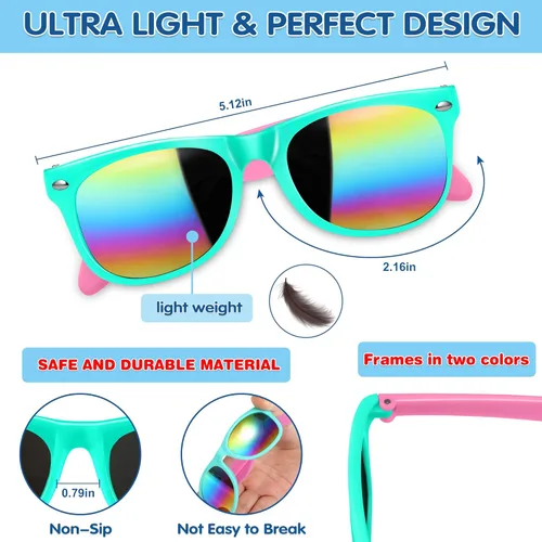 Miniatura 4 de GINMIC Gafas de sol para niños, regalos de fiesta a granel, paquete de 12 unidades, regalos para el día de San Valentín, protección UV 400, lentes
