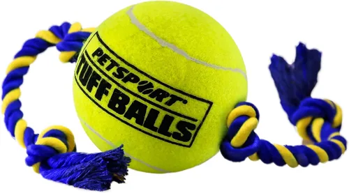 Miniatura 2 de PetSport Mega Tuff Ball Tug Dog Toy - Mega pelotas de tenis para perros grandes, juguetes de remolcador de perros, ideal para aburrimiento