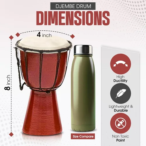 Miniatura 2 de Tambores Djembe Drum Djembe es un tambor de copa cubierto de piel de cabra con cuerda, tocado por manos estilo África occidental (4x8) Diseñado