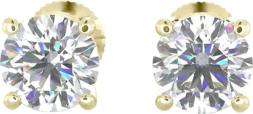 Aretes de diamantes reales naturales con cierre de rosca seguro para mujeres y hombres, aretes de diamante de talla redonda de oro de 14 quilates