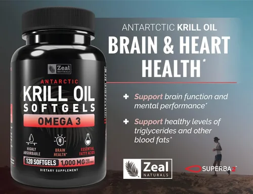 Miniatura 7 de Aceite de krill antártico de 1000 mg (120 cápsulas blandas) Suplemento de aceite de pescado Omega 3 con EPA, DHA y astaxantina, para apoyo