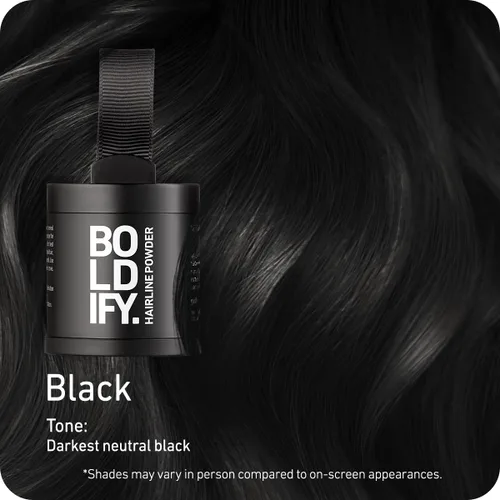 Miniatura 2 de BOLDIFY Polvo de línea del cabello (GRANDE, 10g) - Color de cabello para retoque de raíces para cobertura de canas - Polvo para el cabello que Negro