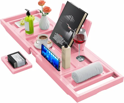 Miniatura 14 de Lux - Bandeja expandible para bañera con 3 bombas de baño, cuidado personal y relajación, regalos de cumpleaños para mujeres y hombres, idea