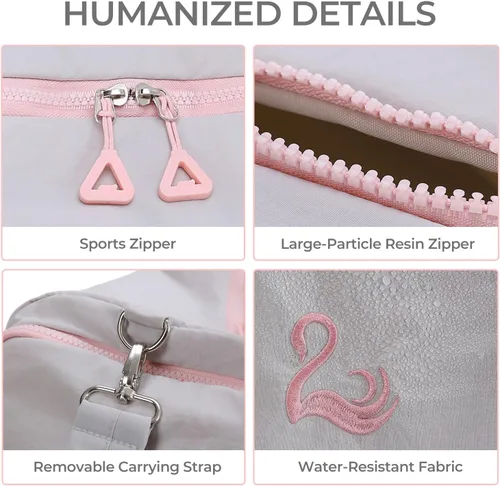Miniatura 5 de Bolsa de gimnasio para mujer con compartimento para zapatos y artículos húmedos, bolsa de lona para viajes, deportes, yoga, fitness y entrenamiento