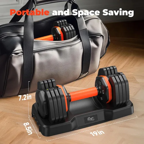 Miniatura 6 de FLYBIRD - Juego de mancuernas ajustables de 2 piezas, juego de mancuernas de 110LB/50LB para ejercicio y fitness en el gimnasio en casa, cambio Par