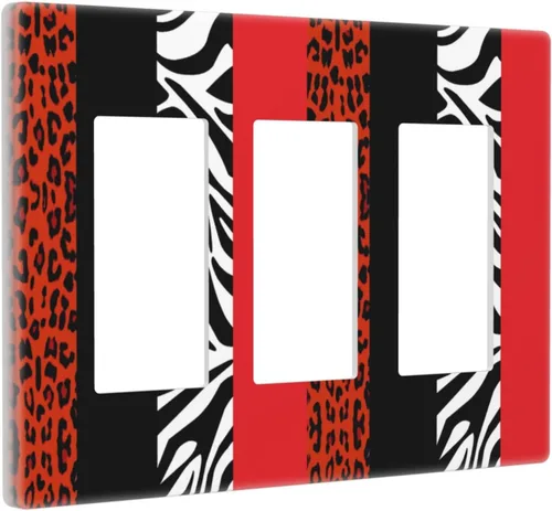 Miniatura 359 de Cubiertas de placa de pared de 3 gang con interruptor de luz de triple palanca, en negro y dorado con esplendor de oro rosa, estampado floral