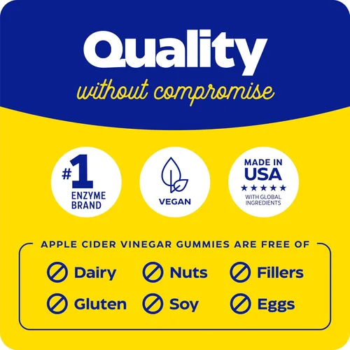 Miniatura 7 de Enzymedica Suplemento de vinagre de sidra de manzana para mujeres y hombres, gomitas de vinagre de sidra de manzana con madre, 1000 mcg de vitamina