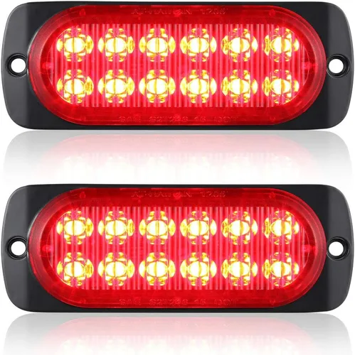 Paquete de 2 luces traseras LED rojas de carcasa de aluminio, para remolque, freno y giro, cumple con DOT, impermeable, montaje en superficie, Rojo