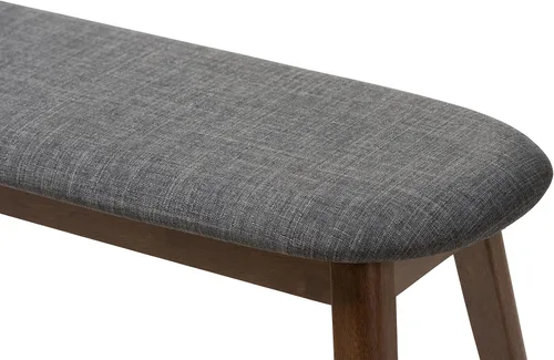 Miniatura 7 de Baxton Studio Easton - Banco de madera tapizado de tela gris oscuro moderno de mediados de siglo Gris claro