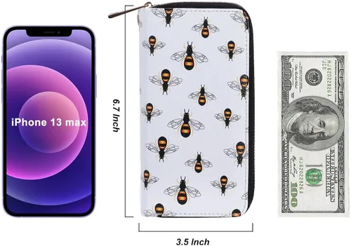 Miniatura 5 de HAWEE Cartera con cremallera doble para mujer, bolso de mano con soporte para teléfono celular para teléfono inteligente, tarjeta, moneda, efectivo