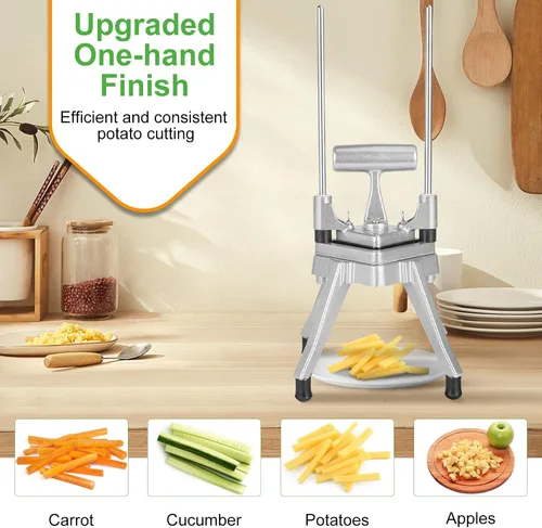Miniatura 3 de Cortadora comercial de verduras y cortador de papas fritas de acero inoxidable - Incluye 3 tamaños de cuchillas (1/2", 3/8", 1/4") - Perfecto