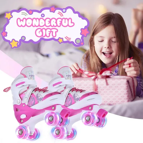 Miniatura 7 de TOMSHOO Patines de ruedas para niños y niñas de 3 a 5, 5 a 8, 6 a 12, 4 tamaños, patines ajustables con ruedas iluminadas, para regalo de cumpleaños