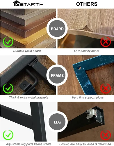 Miniatura 7 de ASTARTH Escritorio plegable de 40 pulgadas, mesa plegable que ahorra espacio, mesa de PC de estilo simple moderno, marco de metal negro, escritorio
