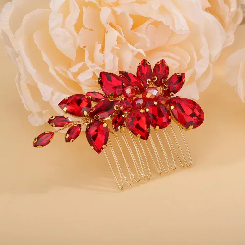 Miniatura 6 de Teyglen Peine de pelo de boda con diamantes de imitación en negro