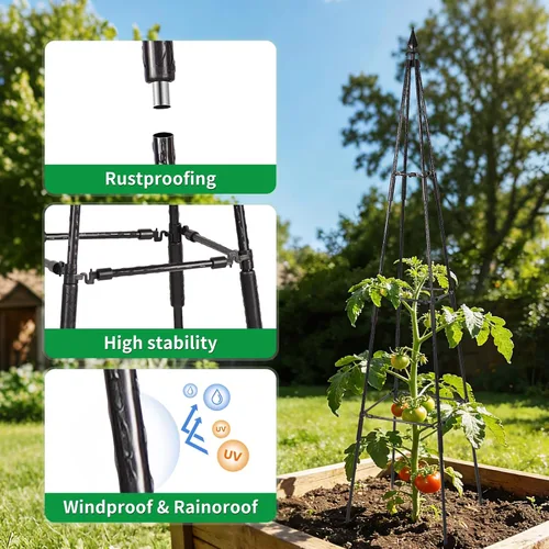 Miniatura 4 de FOLLOOK Enrejado de jardín para plantas trepadoras al aire libre, 67 pulgadas de alto, enrejado de pepino y tomate, soporte para plantas trepadoras