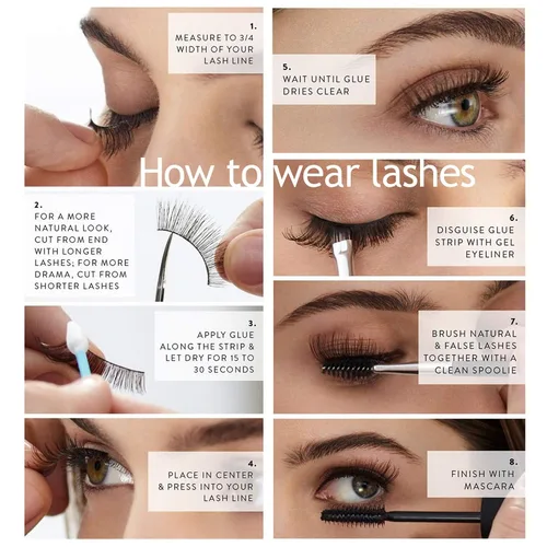 Miniatura 9 de Eliace Pestañas postizas de aspecto natural, pestañas de ojo de gato, tiras finas, pestañas postizas de visón 3D, pestañas postizas de volumen