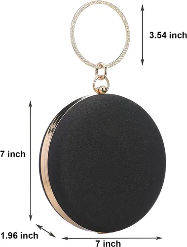 Miniatura 3 de Bolso redondo de noche con purpurina brillante y asa superior para fiesta, cruz, bolso de hombro para boda, novia