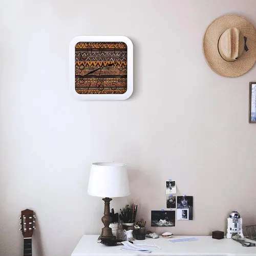 Miniatura 6 de 10" Square Modern Wall Clock,African Mud Cloth Tribal Print Kitchen Clocks Wall Battery Operated,Silent Non Ticking Unique Funny Cute Wall Clock for