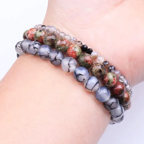 Miniatura 6 de UEUC - Pulseras Reiki, apilables, de piedras curativas, cristales, con dije del árbol de la vida, yoga y hoja de loto, contra la ansiedad