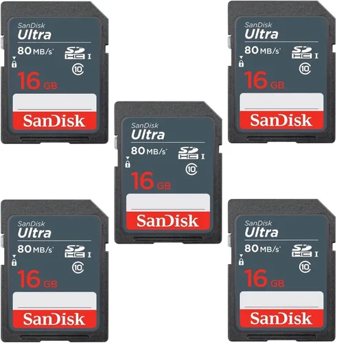 Miniatura 2 de SanDisk Tarjeta de memoria Ultra SDHC UHS-I de 16 GB clase 10 80MB/s U1, Full HD, tarjeta de cámara SD SDSDUNS-016G-GN3IN (paquete de 5) paquete