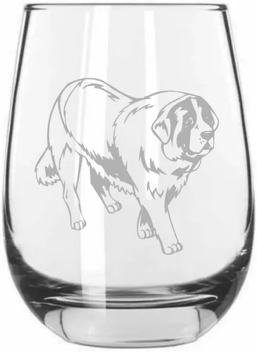 Miniatura 547 de Sakhalin Husky Dog - Copa de vino grabada personalizada de 15.25 onzas sin tallo