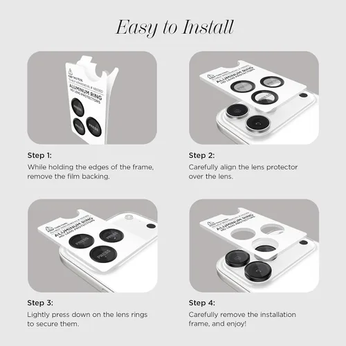 Miniatura 7 de Case-Mate Protector de lente de cámara con anillos negros de aluminio para iPhone 17 Pro Max/iPhone 17 Pro, doble vidrio templado, antiarañazos