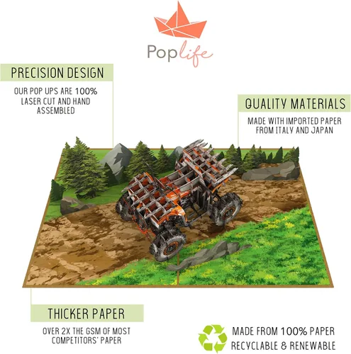 Miniatura 4 de PopLife Tarjeta desplegable 3D de ATV Quad Bike – Cumpleaños, Día del Padre, graduación, aniversario, jubilación, felicitaciones – Tarjeta