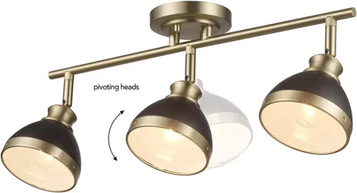 Miniatura 5 de Globe Electric 64000004 Iluminación de pista de 3 luces de 22 pulgadas, latón mate, tonos negros mate, iluminación para cocina, baño, dormitorio