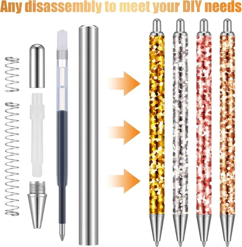 Miniatura 3 de Qilery Juego de 15 bolígrafos epoxi en blanco de resina de acero inoxidable para envolturas UV Dtf, bolígrafos de sublimación, bolsa resellable