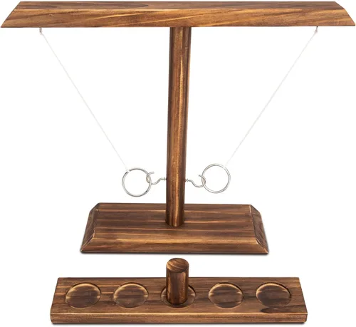 DreamToyz Ring Toss Games for Adults, Yard Games, Patio Decor, Outdoor Indoor Games, Wooden Hook and Ring Game for Bars, Home, Party, 15.7" X 13"