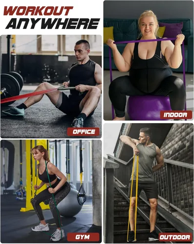Miniatura 5 de Fitense Resistance Bands Set - Pull Up Bands for Men Women, Exercise Bands Resistance with Door Anchor, Training Poster & Pouch for Body Stretching