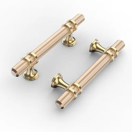 Paquete de 10 manijas de cajón de gabinete de cocina color latón cepillado dorado de 3 pulgadas (76mm), accesorios de gabinete de cocina con estrías