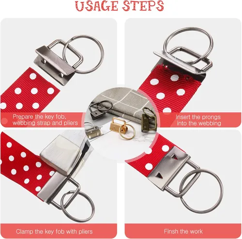 Miniatura 5 de Juego de 60 piezas de accesorios para llaves, 20 llaveros con anillo, 20 borlas de cuero para llavero y 20 ganchos giratorios a presión