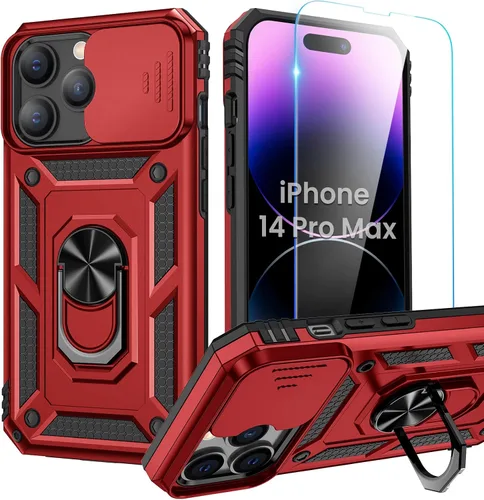 Miniatura 42 de Goton Funda para iPhone 14 Plus con Protector de Pantalla - Funda con Cubierta Deslizante para Cámara con Soporte de Anillo, Resistente de Grado