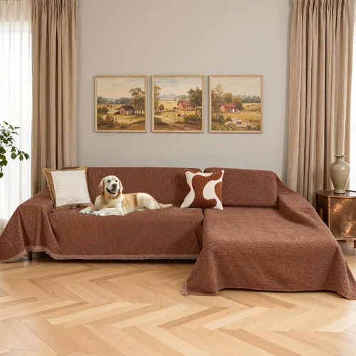 Miniatura 10 de MYSKY HOME Funda para sofá seccional, 2 piezas de fundas de sofá de felpilla para sofá en L, protector de muebles para mascotas, niños, funda