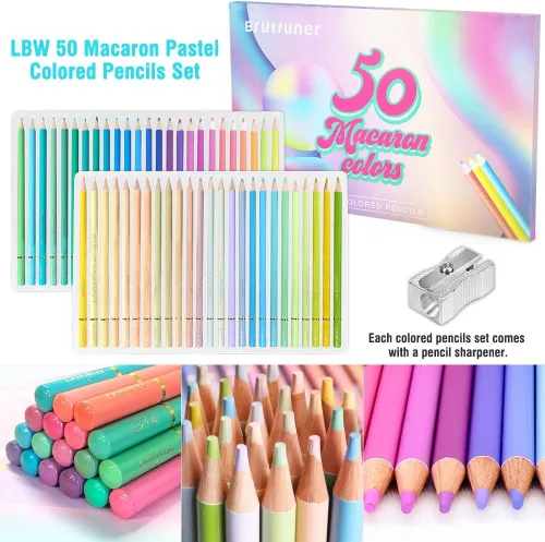 Miniatura 4 de LBW 50 lápices de colores pastel de macarrón, núcleo suave profesional para adultos, principiantes, bocetos, sombreado