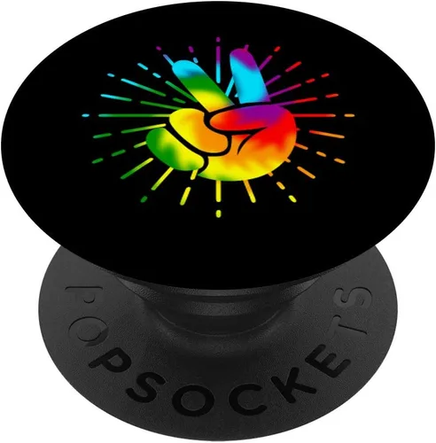 Peace Sign Retro Hand Symbol Tie Dye 60s 70s Hippie Pattern PopSockets PopGrip: Swappable Grip for Phones & Tablets
