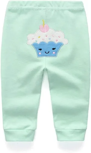 Miniatura 5 de Leggings unisex de algodón para recién nacido, paquete de 4 pantalones bordados, casuales, de 0 a 24 meses, para niños y niñas