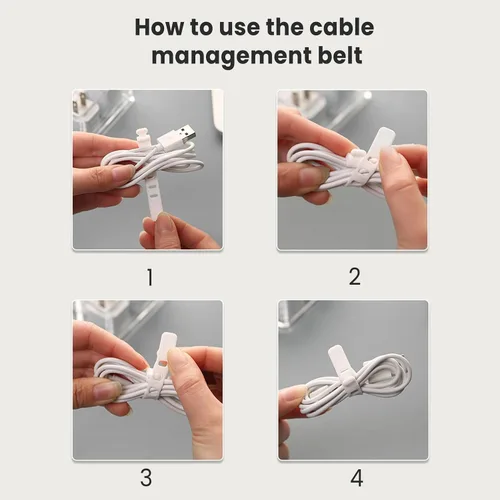 Miniatura 6 de Kit organizador de cables con caja de almacenamiento de cables de 8 compartimentos (sin tapa) y 10 bridas de alambre, organizador de escritorio
