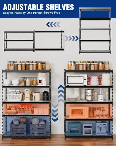 Miniatura 5 de WORKPRO Estante de almacenamiento de metal resistente de 5 capas, 48 pulgadas de ancho x 24 pulgadas de profundidad x 72 pulgadas de alto, unidad